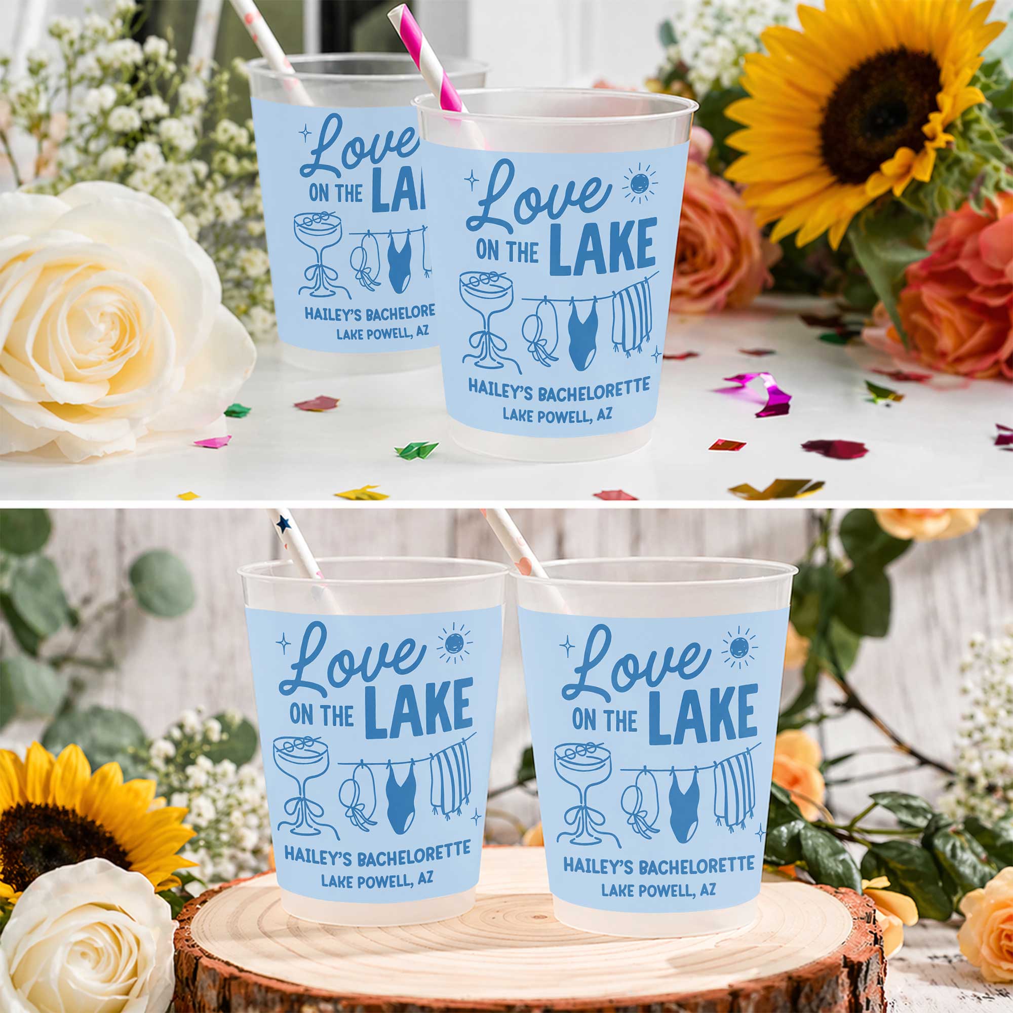 Personalized Frosted Cups Custom Name Bachelorette Party Gift