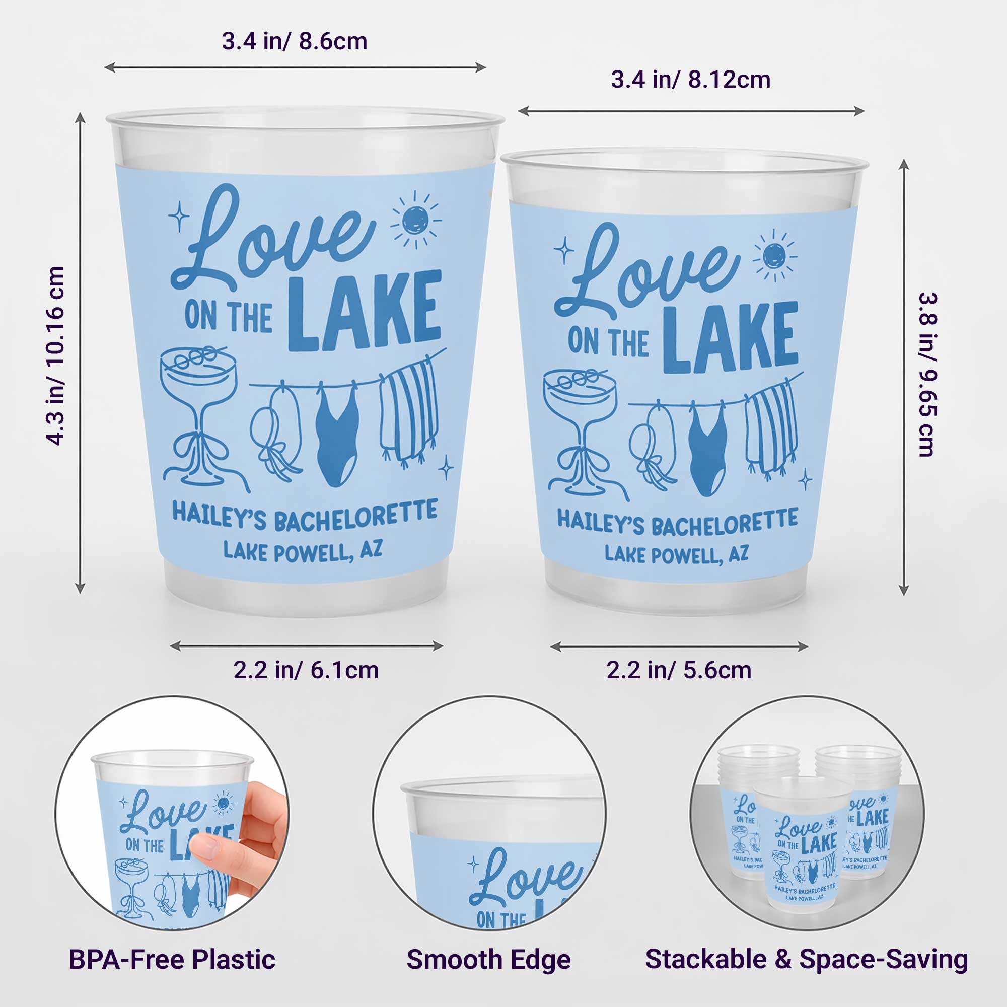 Personalized Frosted Cups Custom Name Bachelorette Party Gift