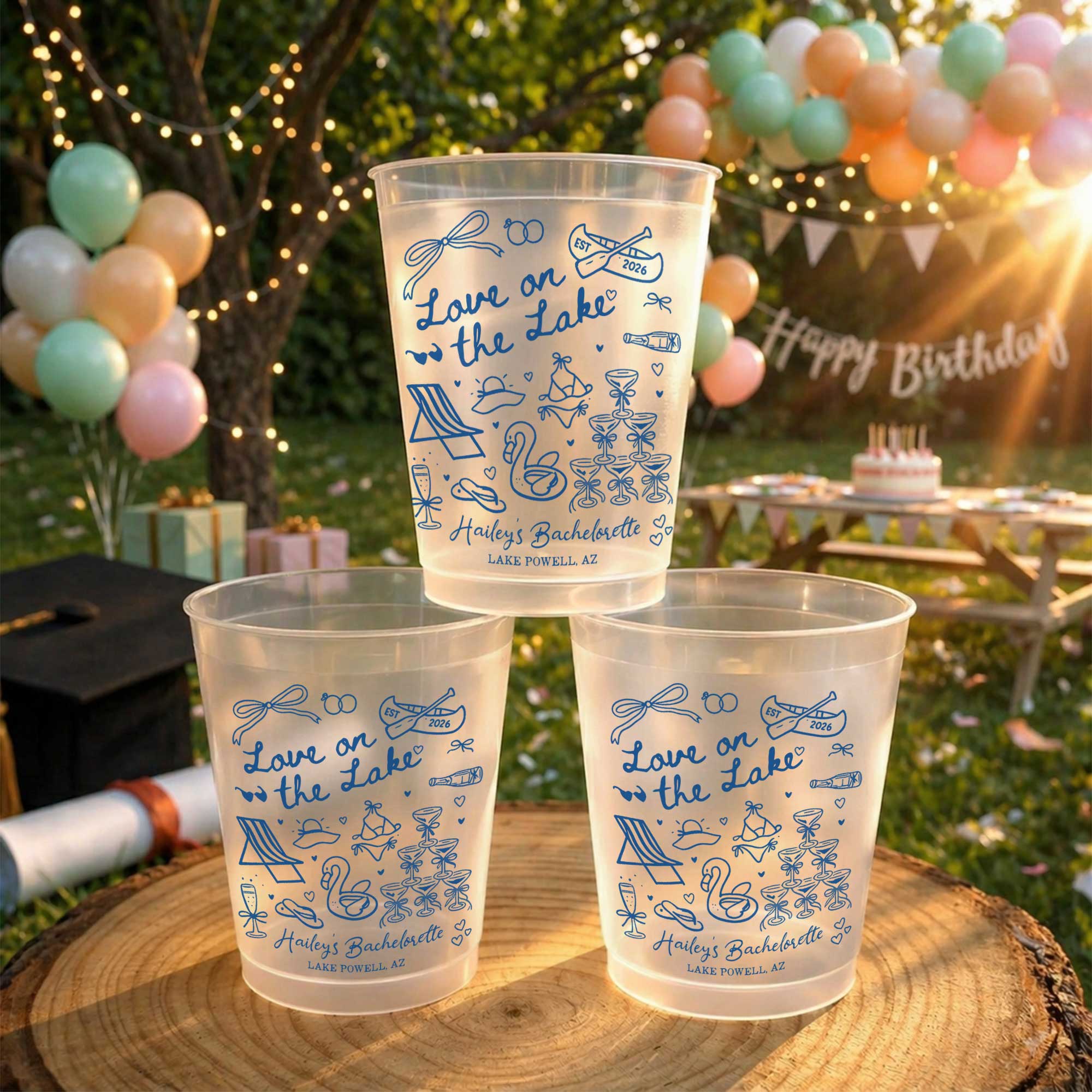 Personalized Frosted Cups Custom Name Bachelorette Party Gift