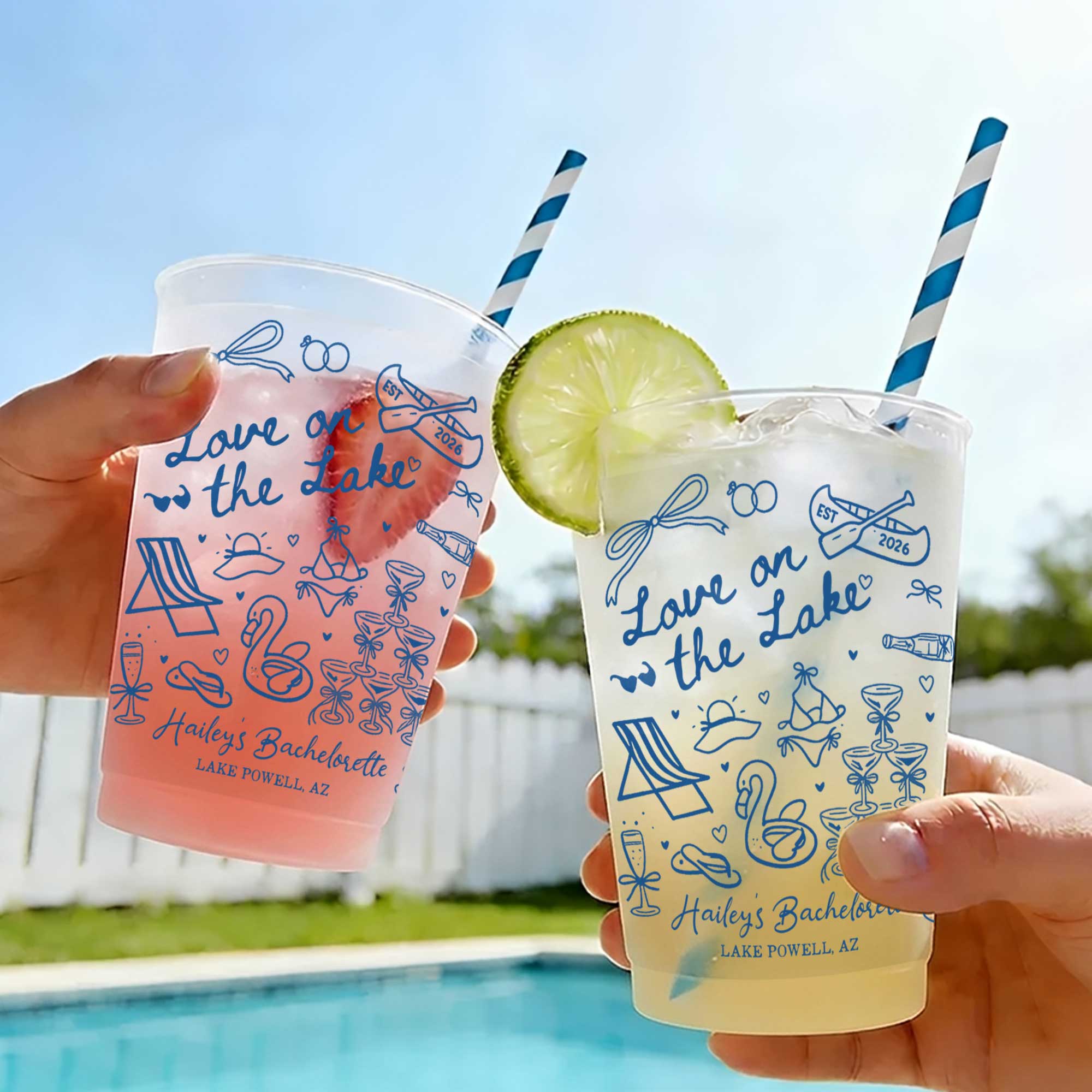 Personalized Frosted Cups Custom Name Bachelorette Party Gift