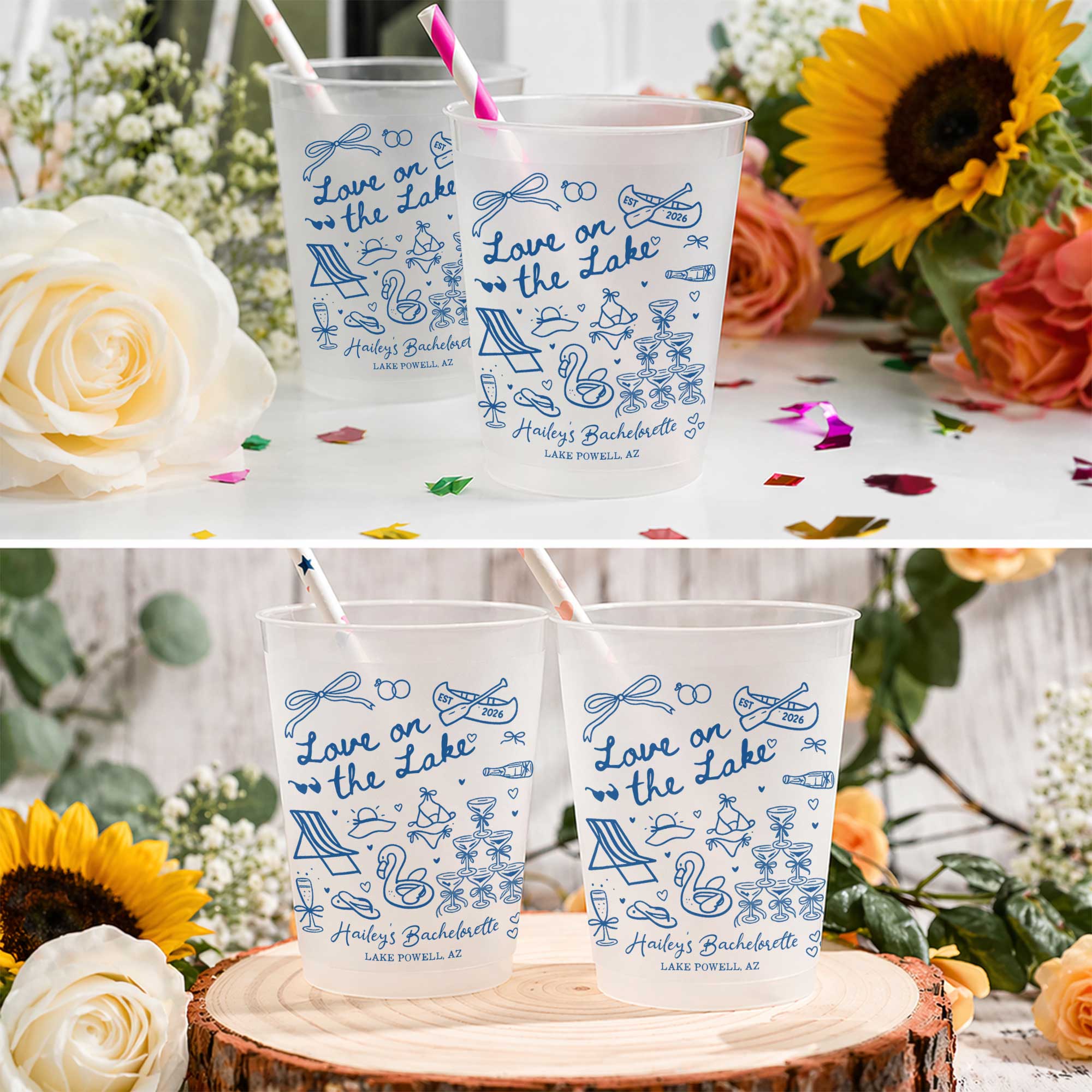 Personalized Frosted Cups Custom Name Bachelorette Party Gift
