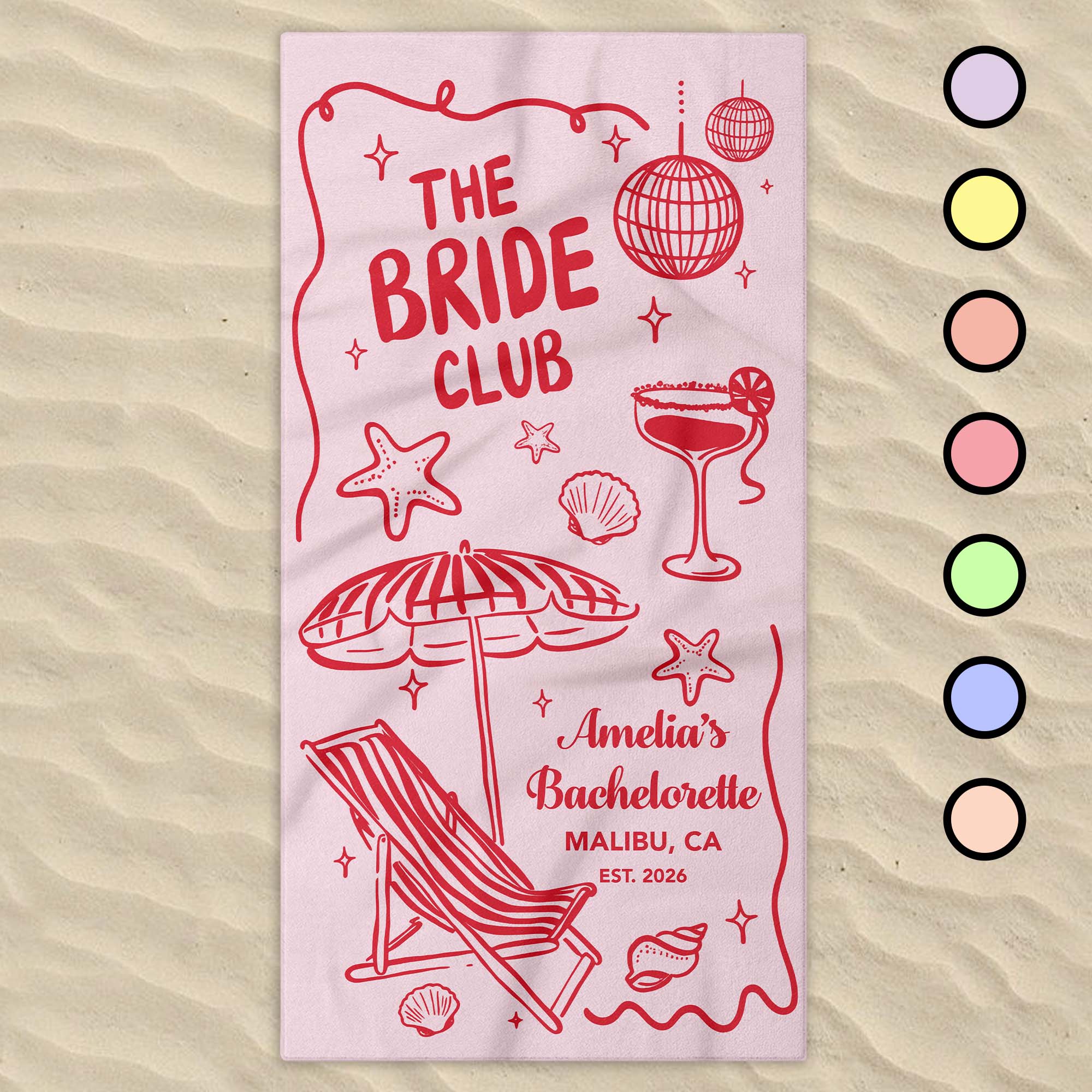 Personalized Beach Towel Custom Name Perfect for Bachelorette Party
