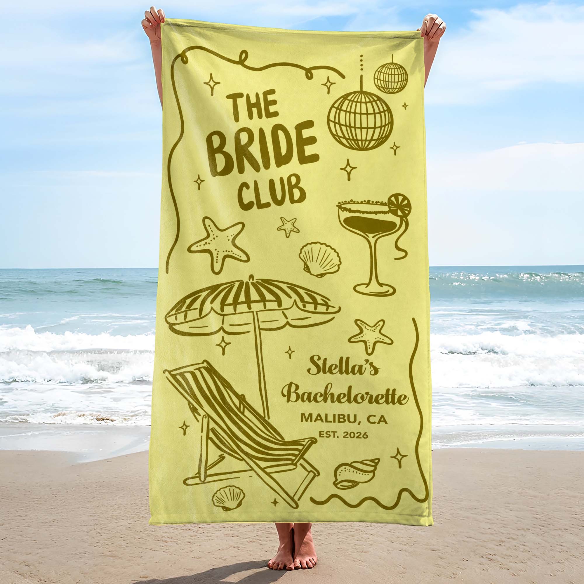 Personalized Beach Towel Custom Name Perfect for Bachelorette Party
