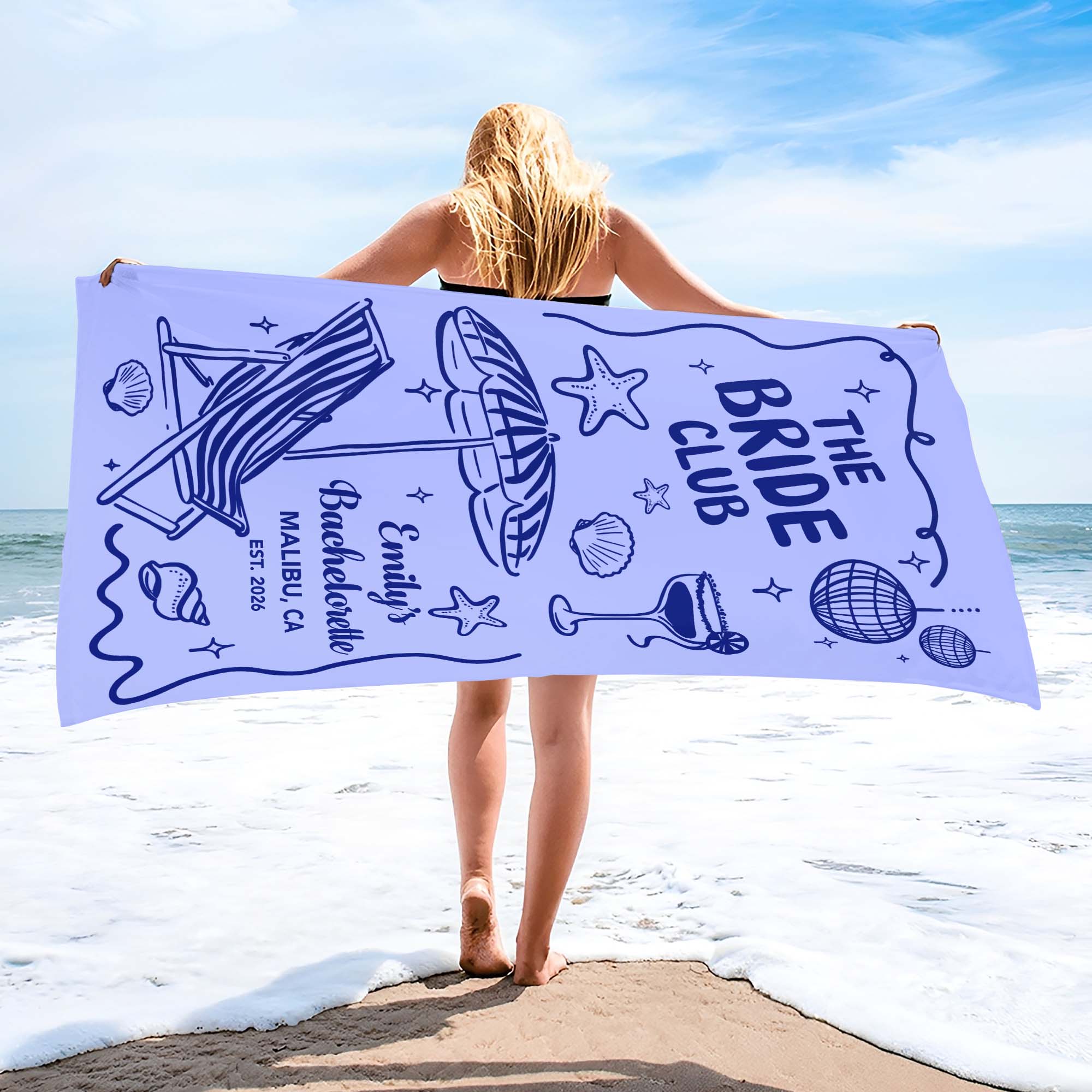 Personalized Beach Towel Custom Name Perfect for Bachelorette Party