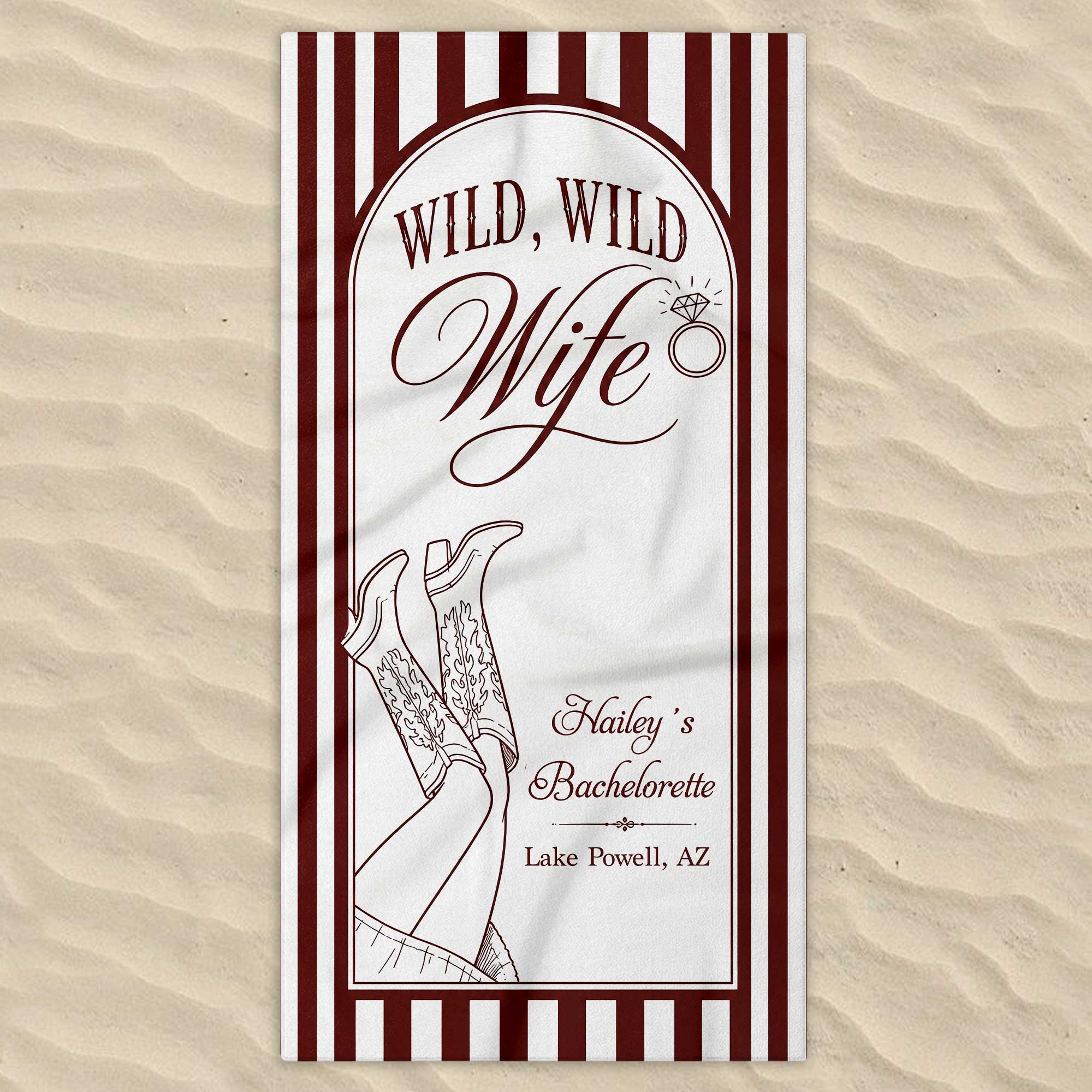 Personalized Beach Towel for Wife Bachelorette Party Custom Name