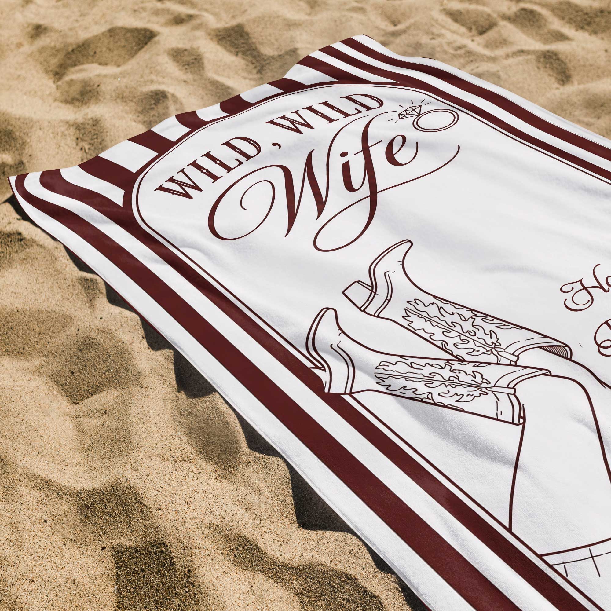 Personalized Beach Towel for Wife Bachelorette Party Custom Name