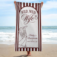 Load image into Gallery viewer, Personalized Beach Towel for Wife Bachelorette Party Custom Name
