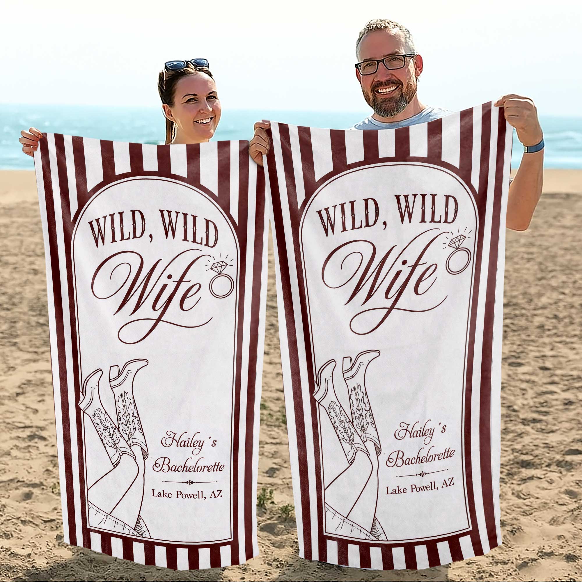Personalized Beach Towel for Wife Bachelorette Party Custom Name