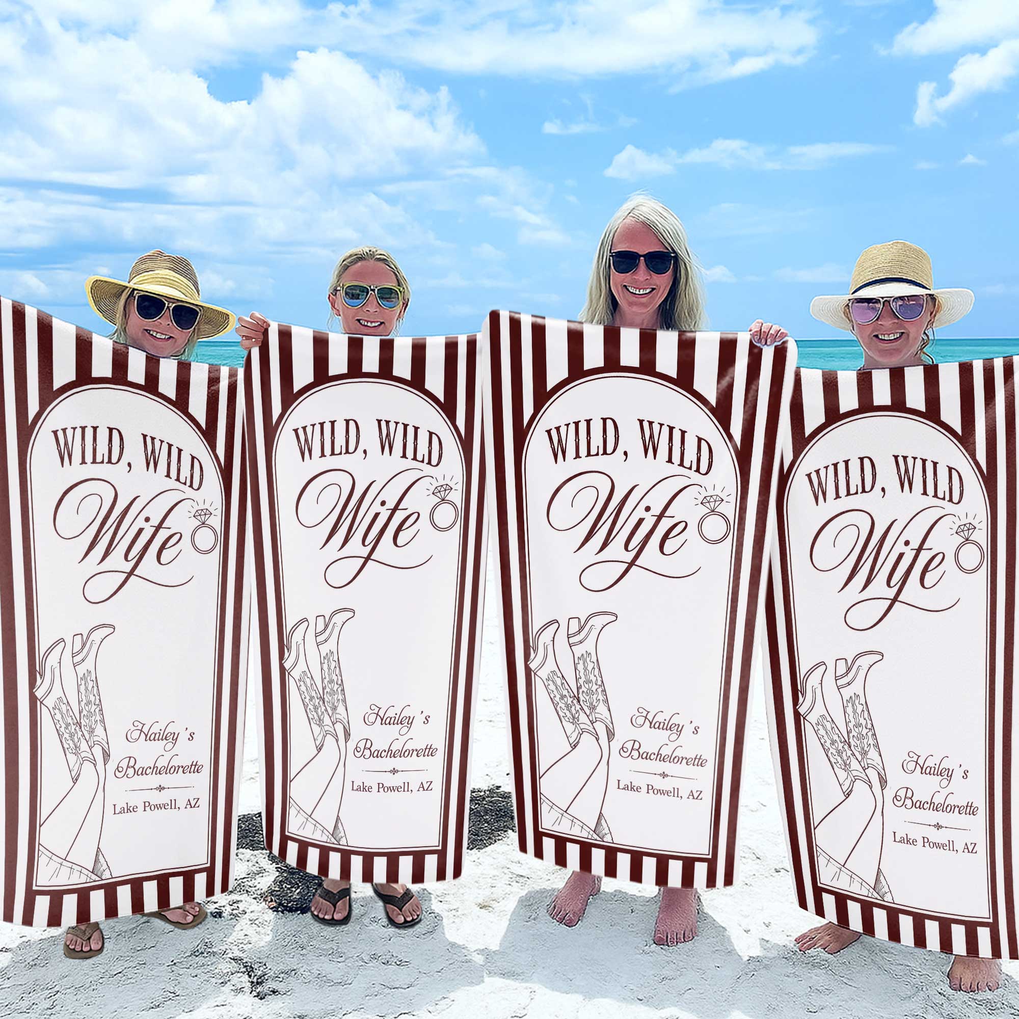 Personalized Beach Towel for Wife Bachelorette Party Custom Name