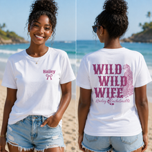 Load image into Gallery viewer, Personalized Cheetah Bachelorette T-Shirt Custom Front Back Gift
