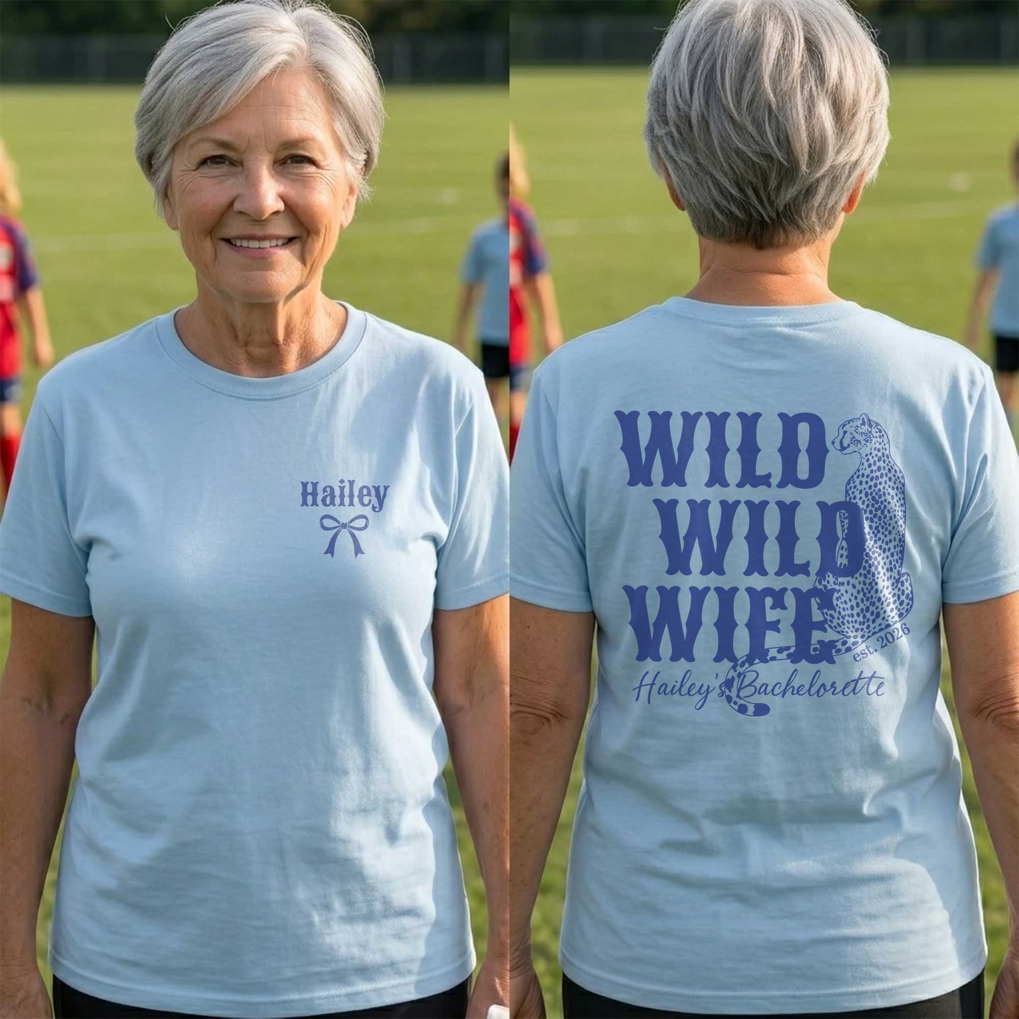 Personalized Cheetah Bachelorette T-Shirt Custom Front Back Gift