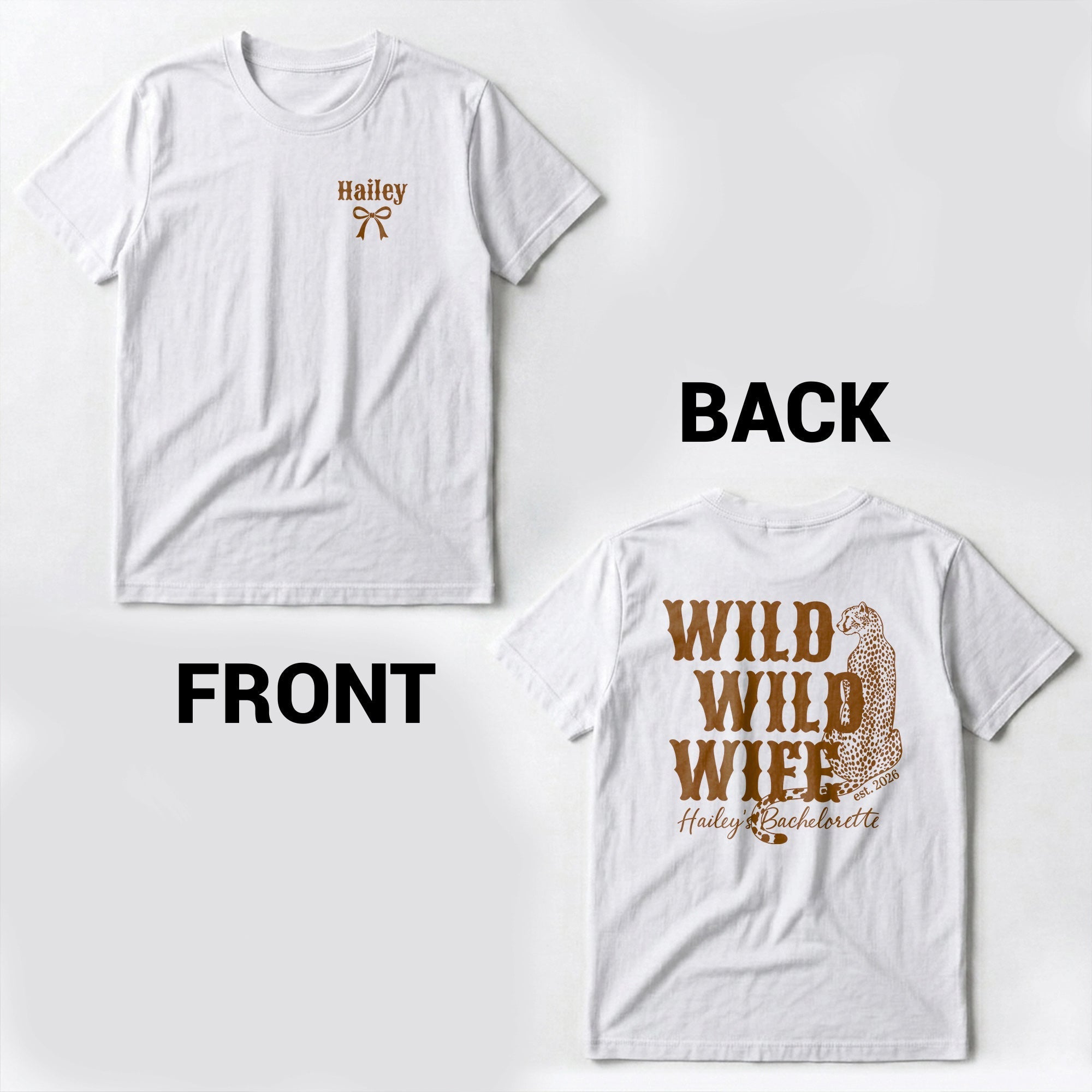 Personalized Cheetah Bachelorette T-Shirt Custom Front Back Gift