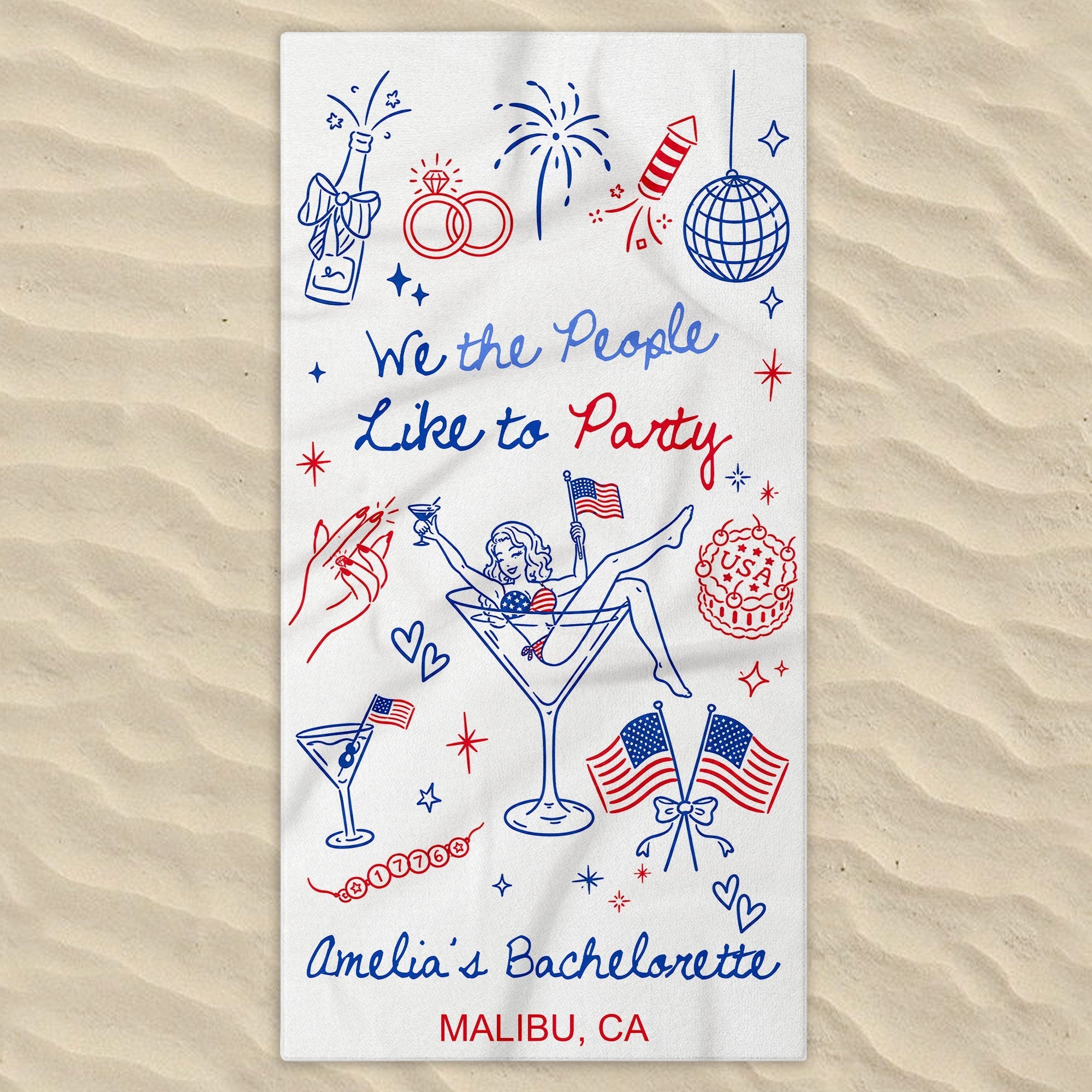 Personalized Microfiber Beach Towel Custom Name Bachelorette Gift