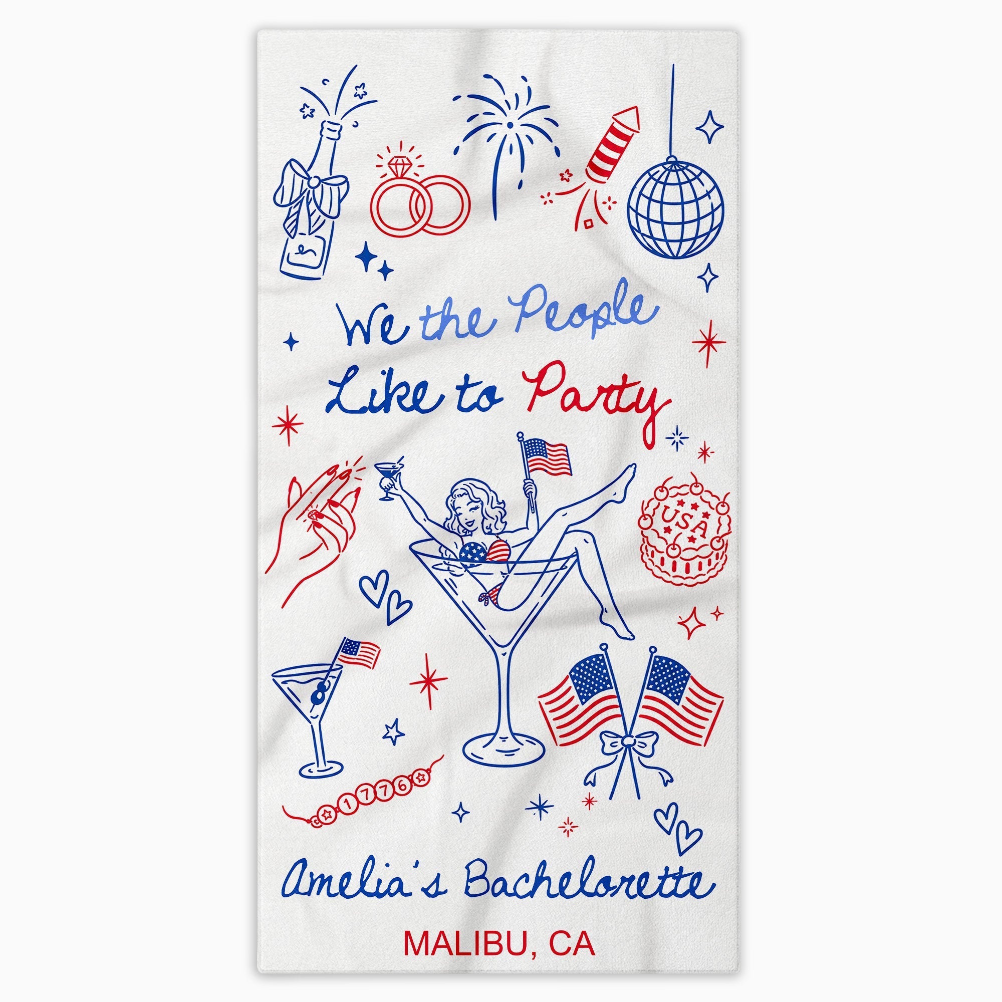 Personalized Microfiber Beach Towel Custom Name Bachelorette Gift