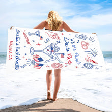 Load image into Gallery viewer, Personalized Microfiber Beach Towel Custom Name Bachelorette Gift
