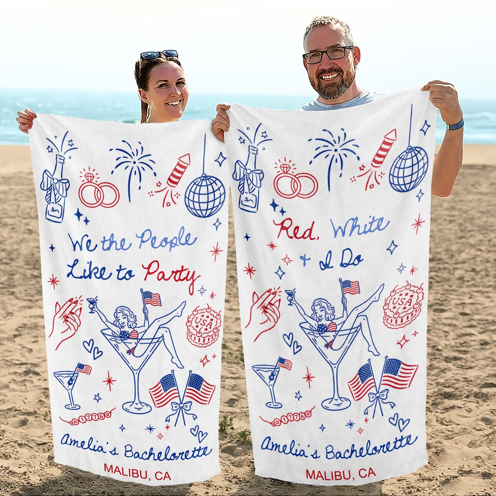 Personalized Microfiber Beach Towel Custom Name Bachelorette Gift