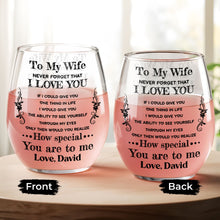 Load image into Gallery viewer, Personalized Stemless Wine Glass Custom Text Gift for Wife
