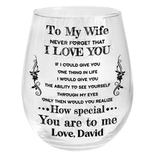 Load image into Gallery viewer, Personalized Stemless Wine Glass Custom Text Gift for Wife

