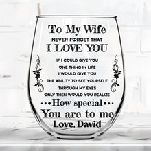 Load image into Gallery viewer, Personalized Stemless Wine Glass Custom Text Gift for Wife
