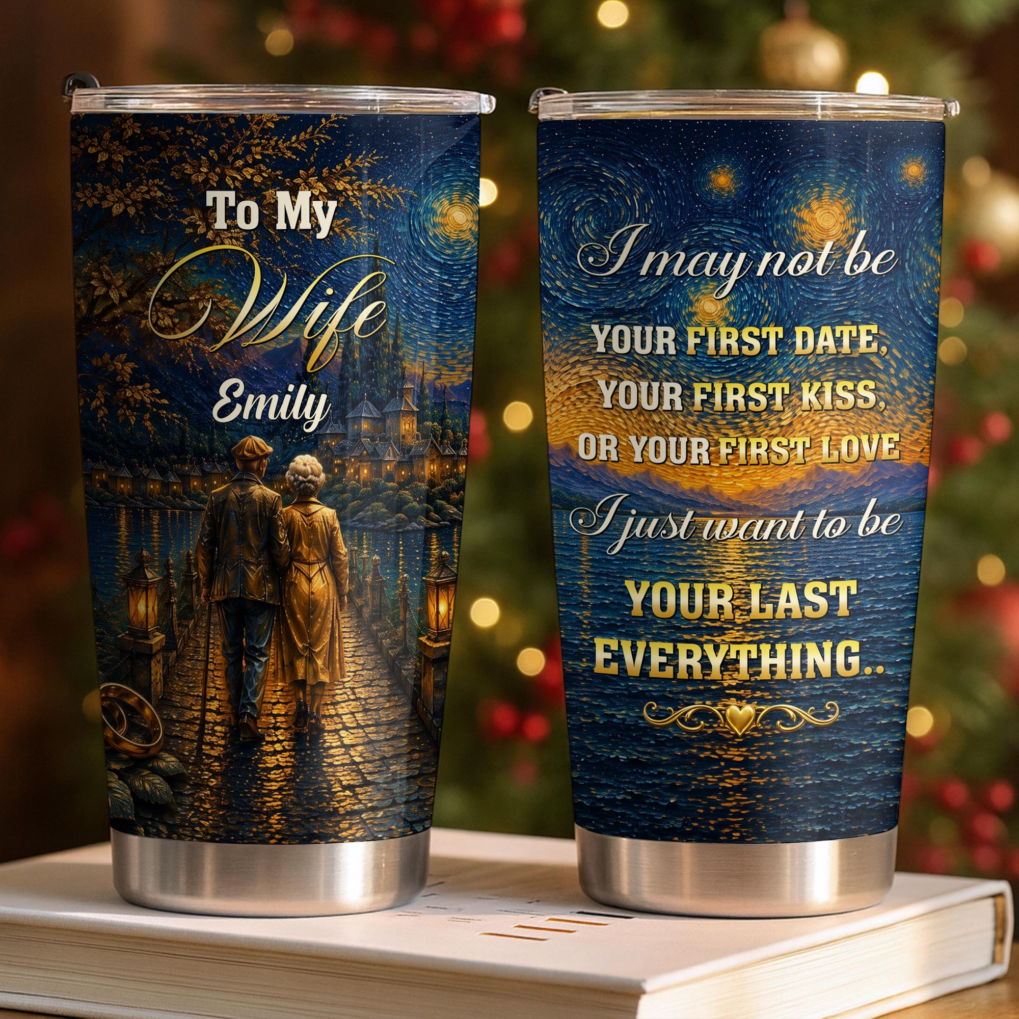 Personalized Custom Stainless Steel Tumbler 20oz for Wife Gift