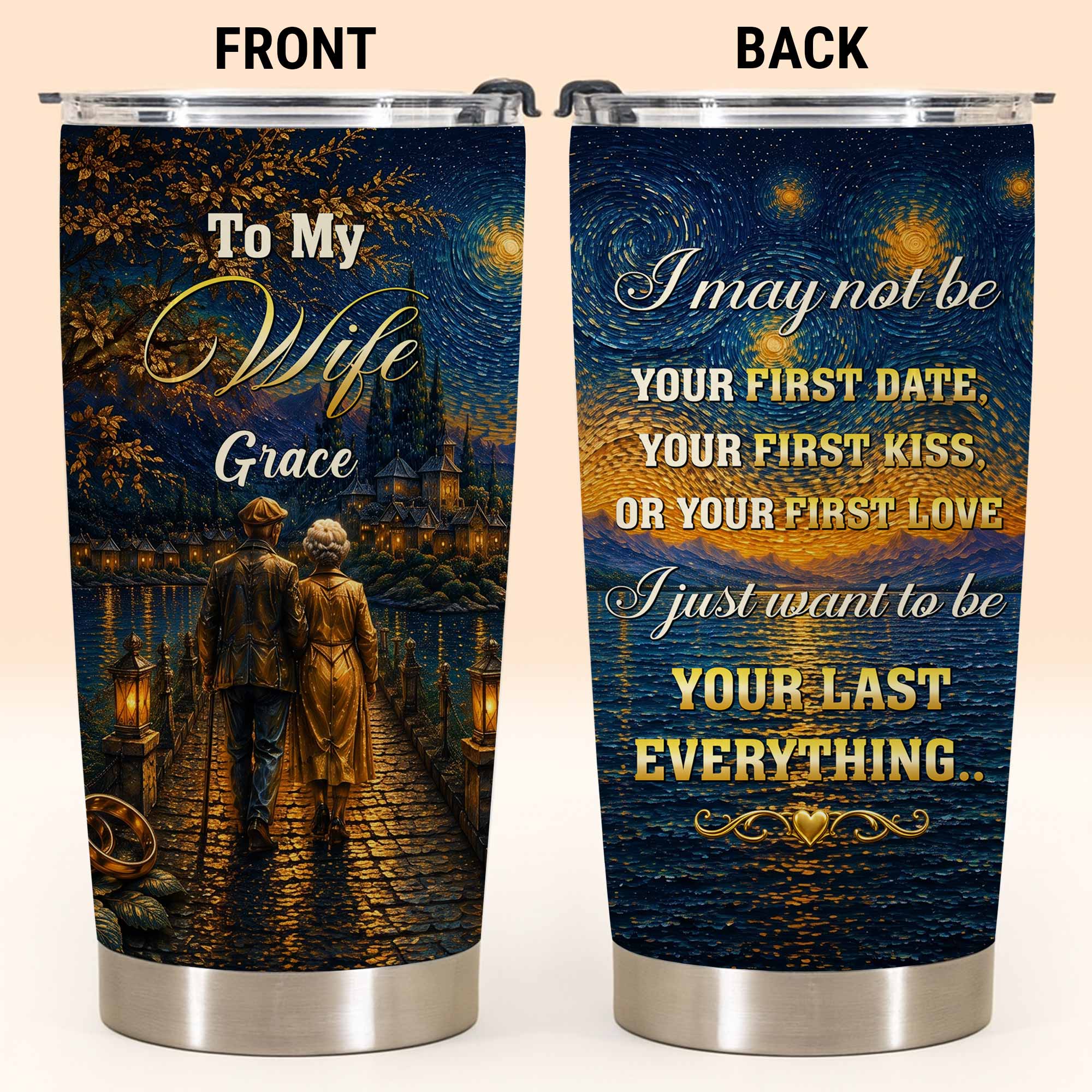 Personalized Custom Stainless Steel Tumbler 20oz for Wife Gift