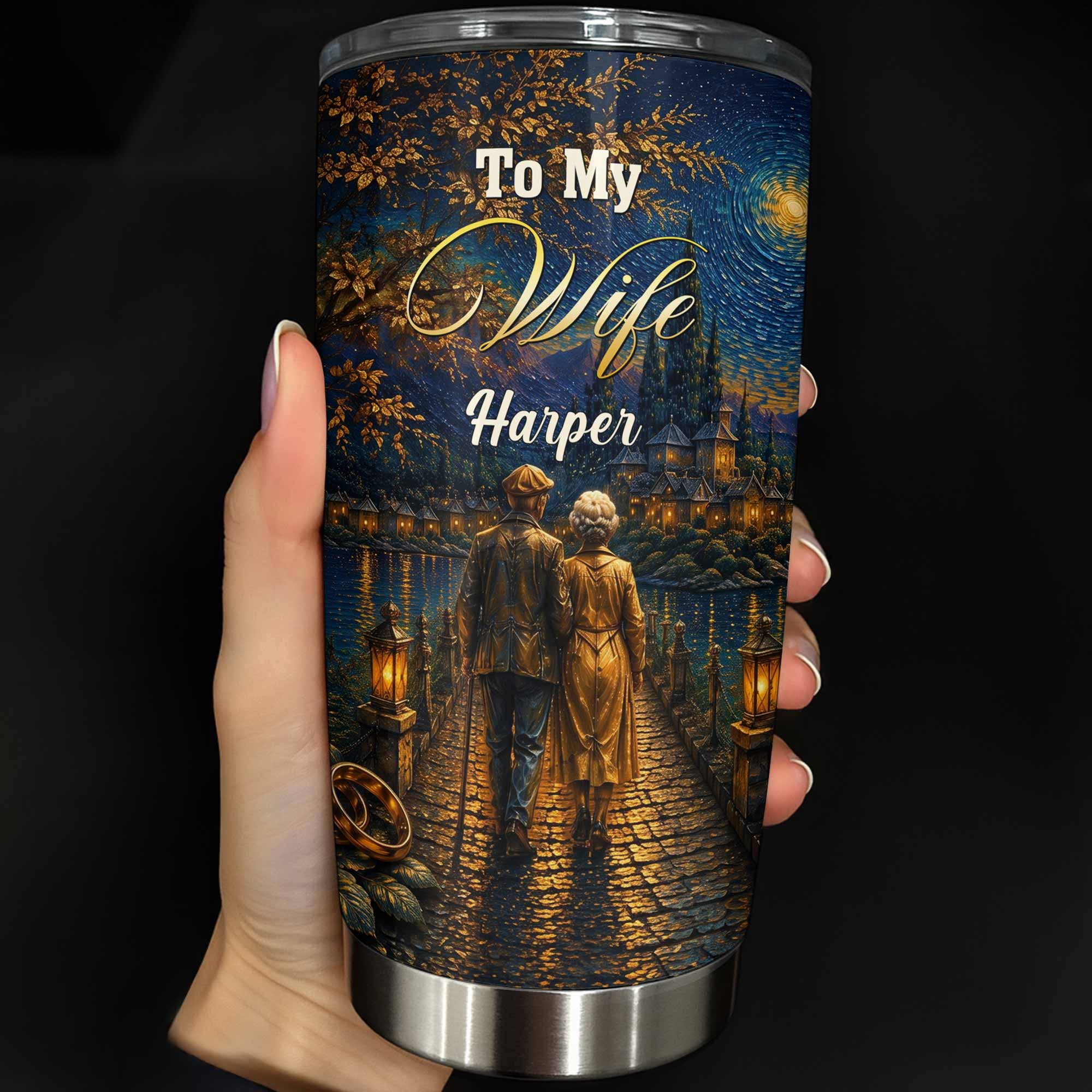 Personalized Custom Stainless Steel Tumbler 20oz for Wife Gift