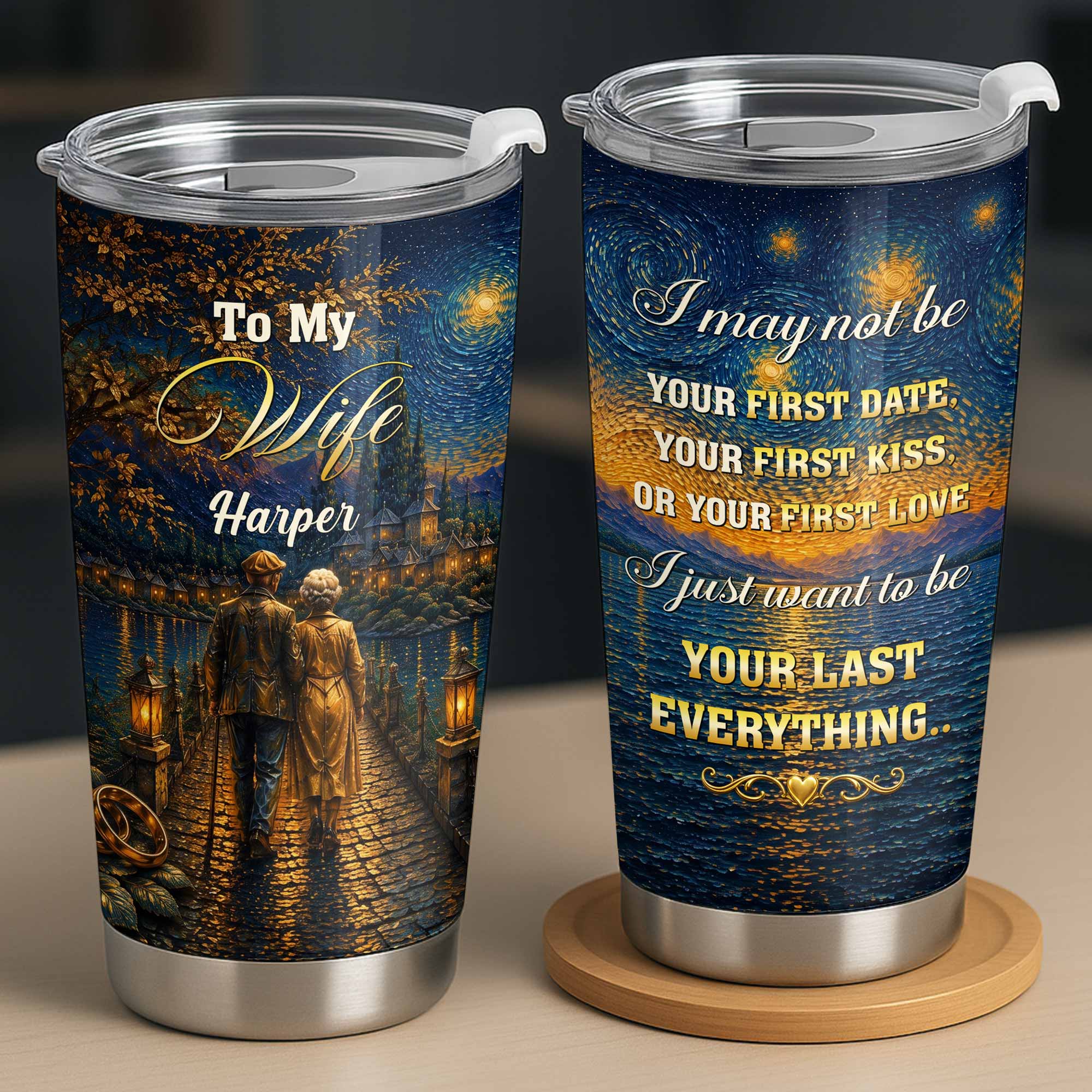 Personalized Custom Stainless Steel Tumbler 20oz for Wife Gift