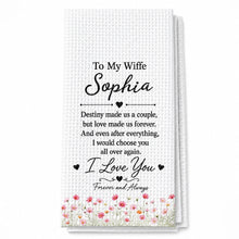 Load image into Gallery viewer, Personalized Floral Heart Kitchen Towel Custom Gift for Wife
