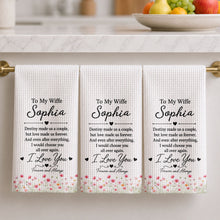 Load image into Gallery viewer, Personalized Floral Heart Kitchen Towel Custom Gift for Wife
