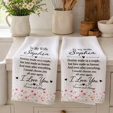 Load image into Gallery viewer, Personalized Floral Heart Kitchen Towel Custom Gift for Wife
