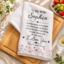 Load image into Gallery viewer, Personalized Floral Heart Kitchen Towel Custom Gift for Wife

