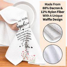 Load image into Gallery viewer, Personalized Floral Heart Kitchen Towel Custom Gift for Wife
