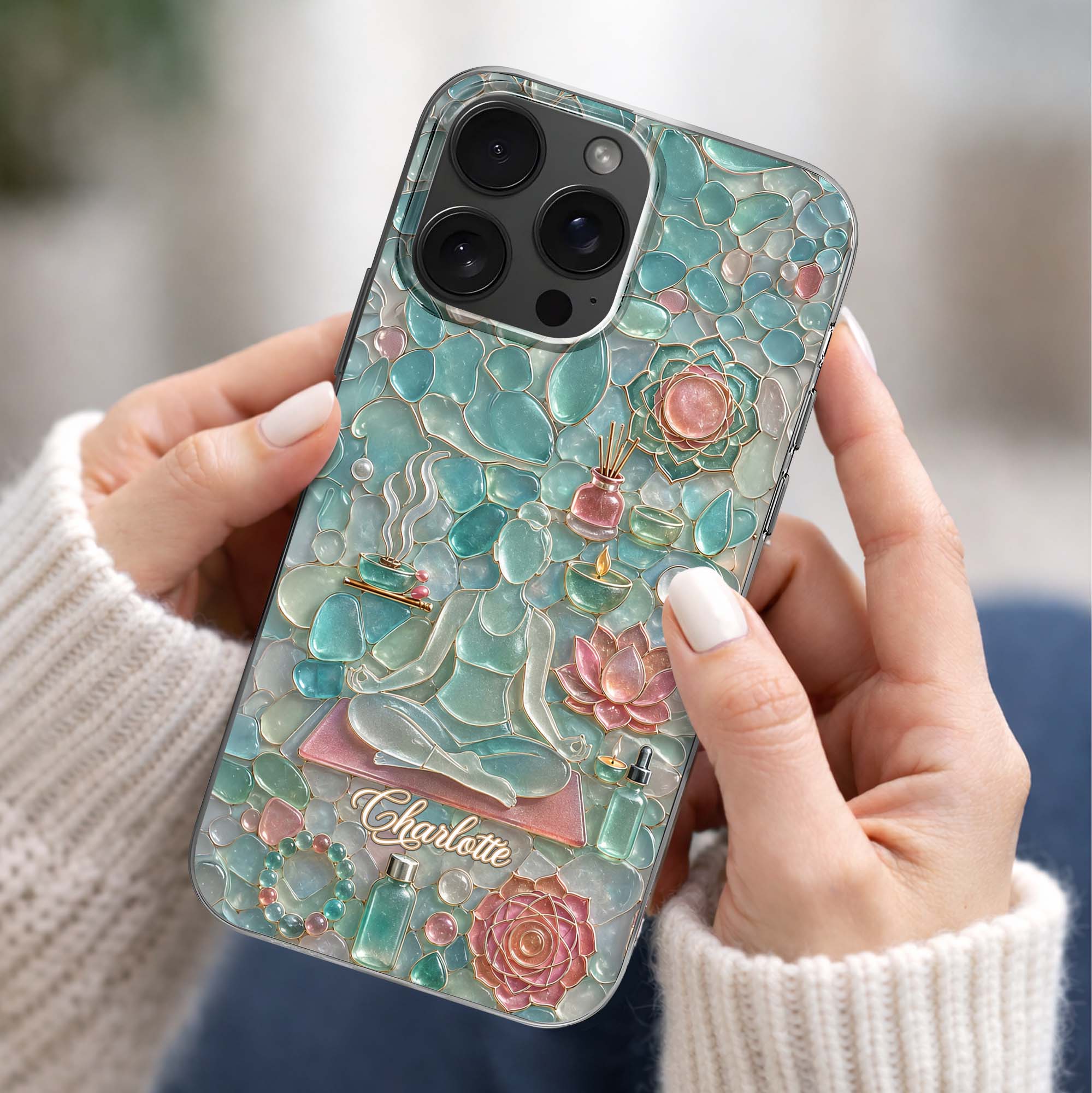 Personalized Clear Phone Case for Yoga Lovers Custom Name Gift
