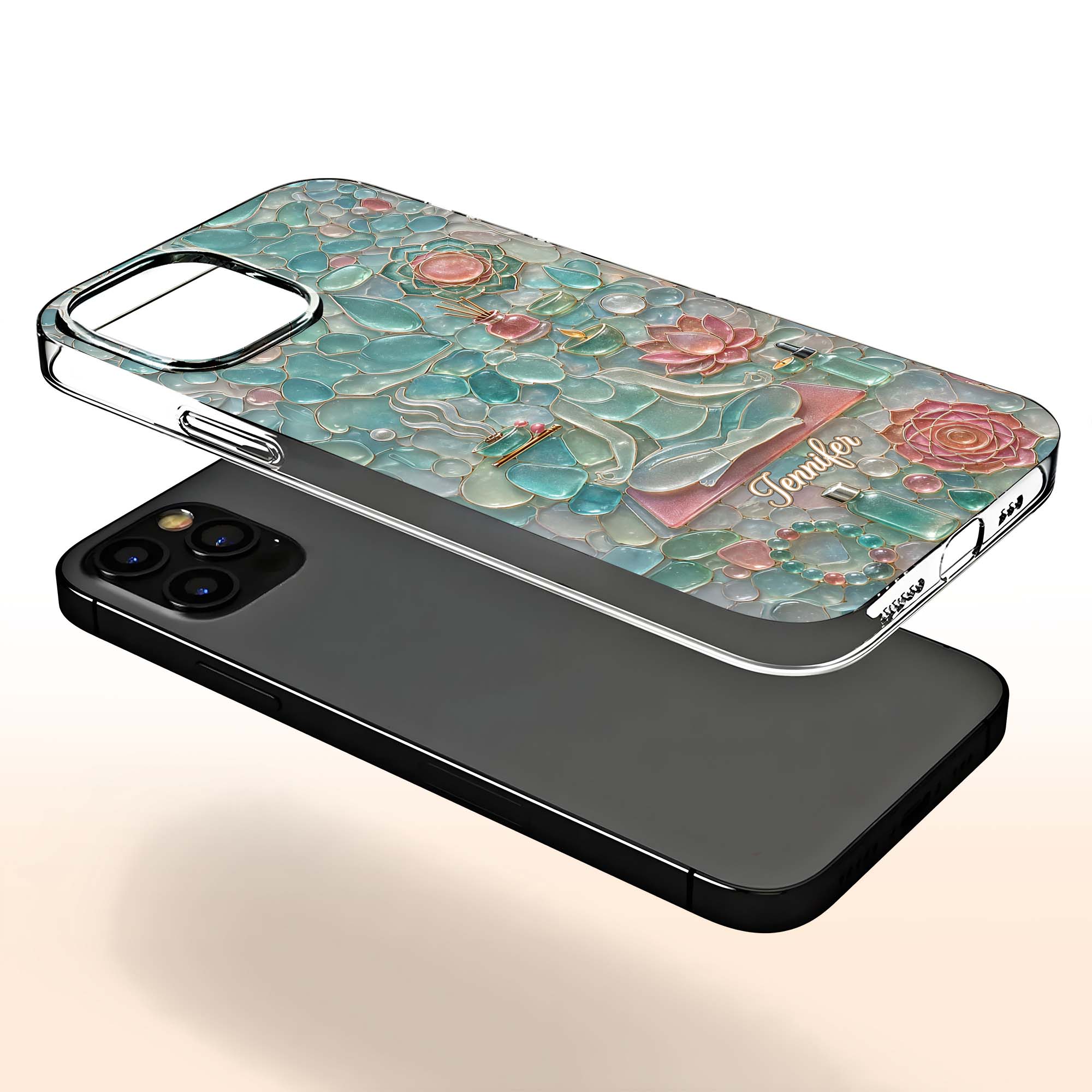 Personalized Clear Phone Case for Yoga Lovers Custom Name Gift