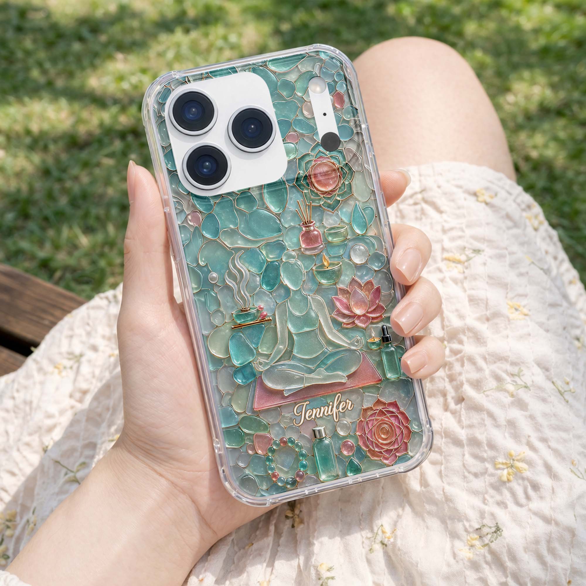 Personalized Clear Phone Case for Yoga Lovers Custom Name Gift