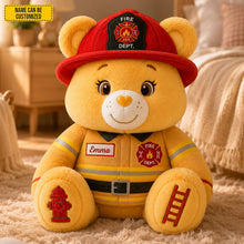 Load image into Gallery viewer, Personalized Firefighter Bear Plush Pillow Custom Name Gift
