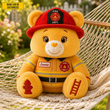 Load image into Gallery viewer, Personalized Firefighter Bear Plush Pillow Custom Name Gift
