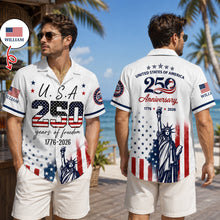 Load image into Gallery viewer, Personalized Eagle Hawaii Shirt Custom Name 250th Anniversary Gift
