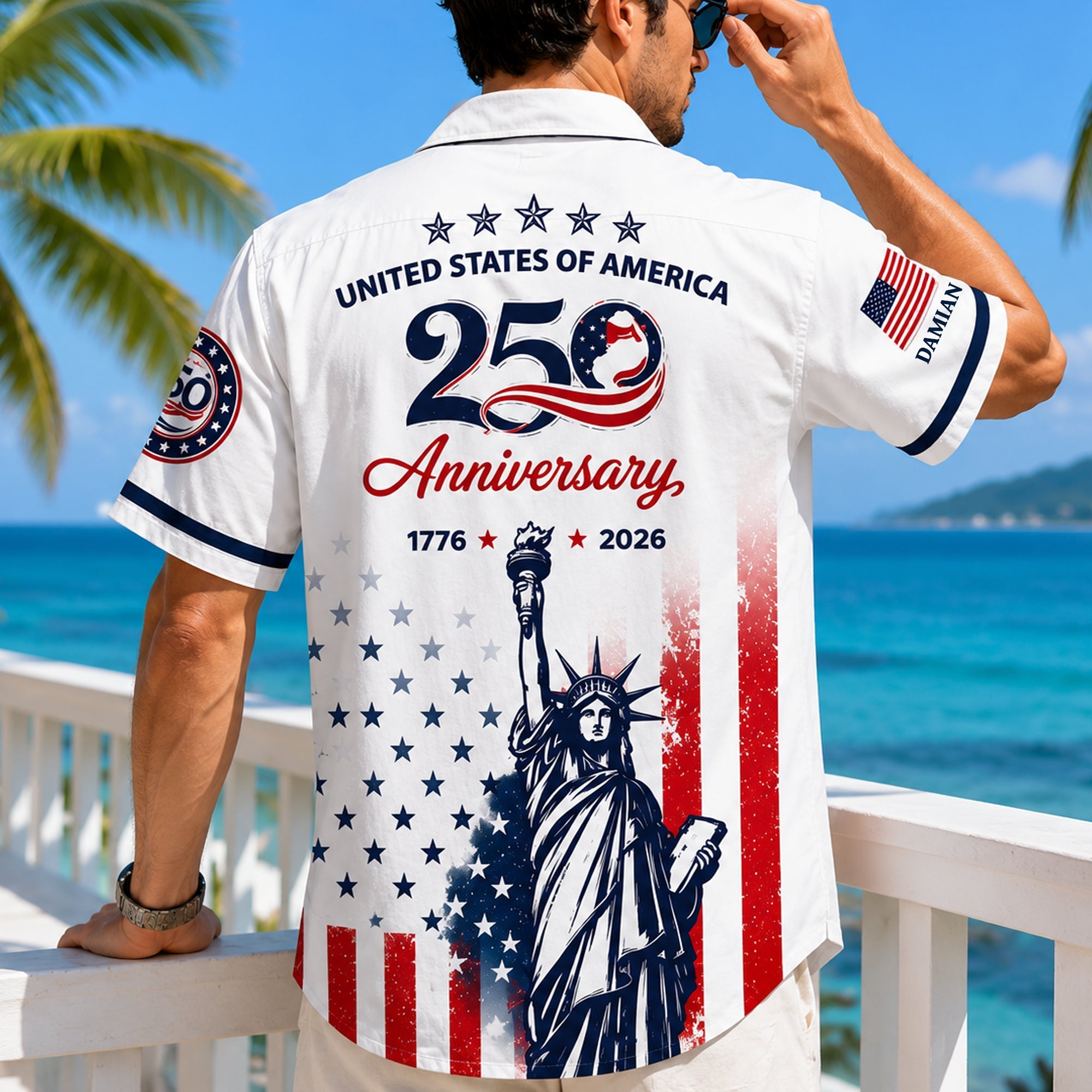 Personalized Eagle Hawaii Shirt Custom Name 250th Anniversary Gift