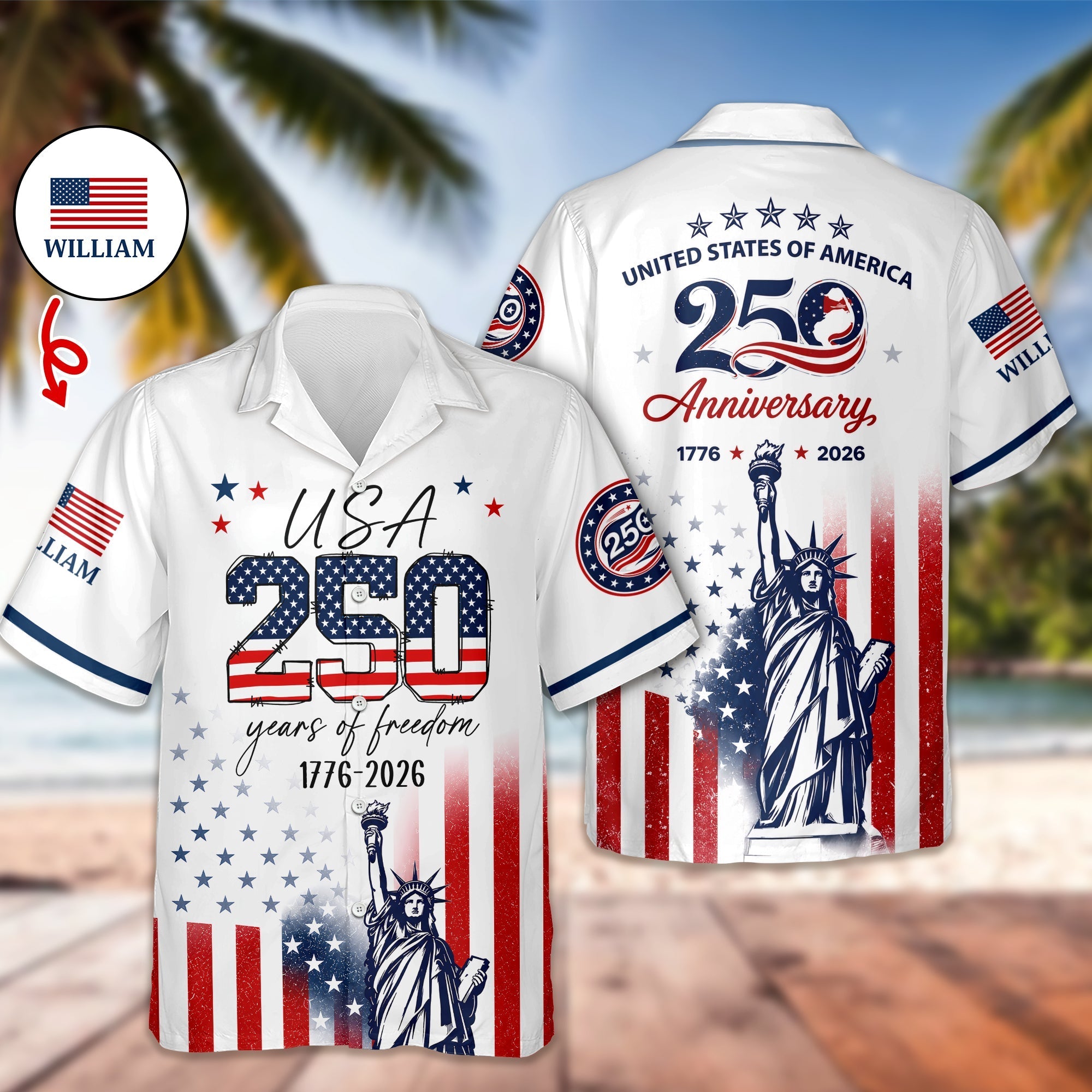 Personalized Eagle Hawaii Shirt Custom Name 250th Anniversary Gift