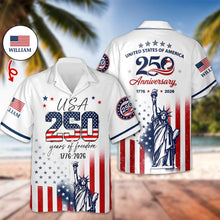 Load image into Gallery viewer, Personalized Eagle Hawaii Shirt Custom Name 250th Anniversary Gift
