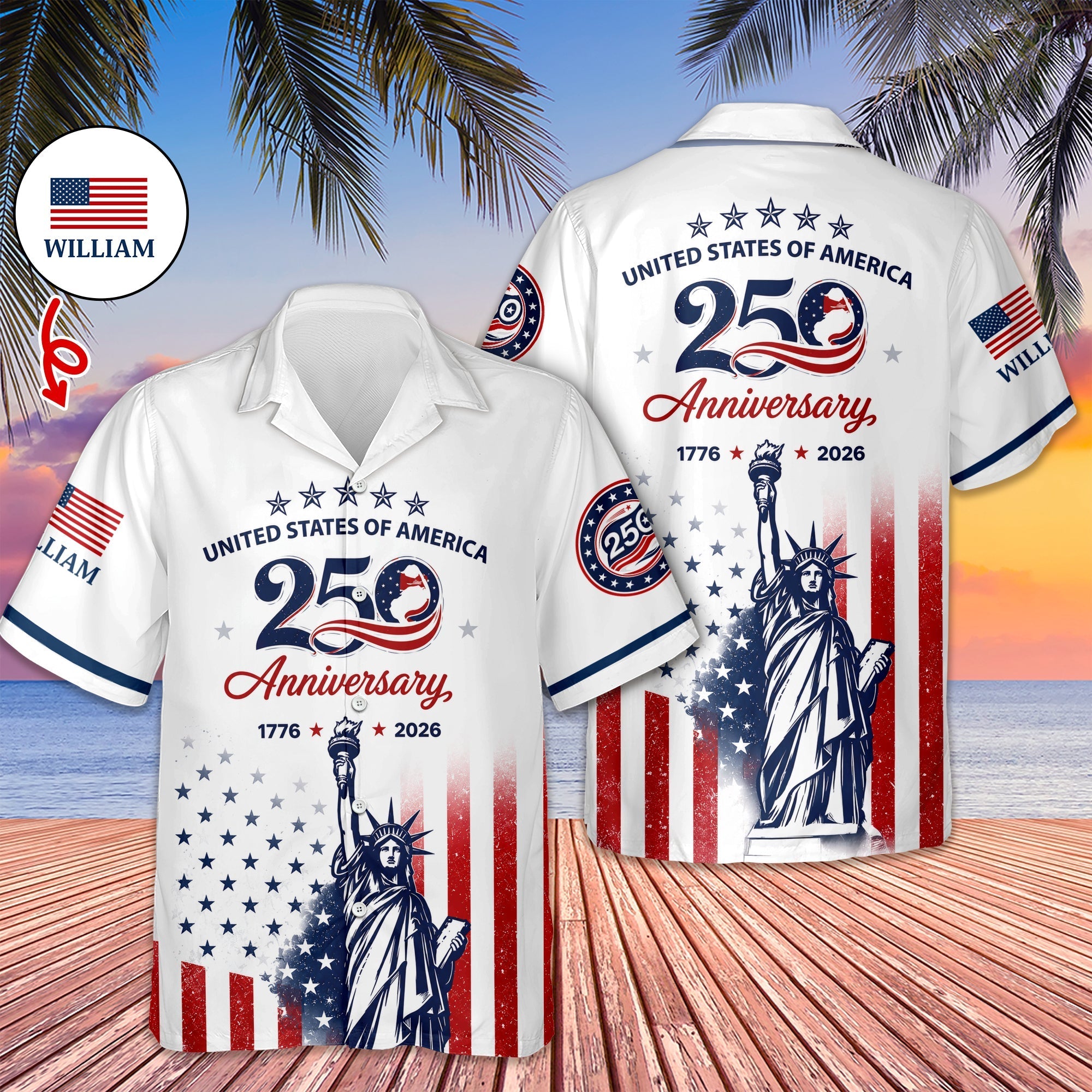 Personalized Eagle Hawaii Shirt Custom Name 250th Anniversary Gift
