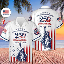 Load image into Gallery viewer, Personalized Eagle Hawaii Shirt Custom Name 250th Anniversary Gift
