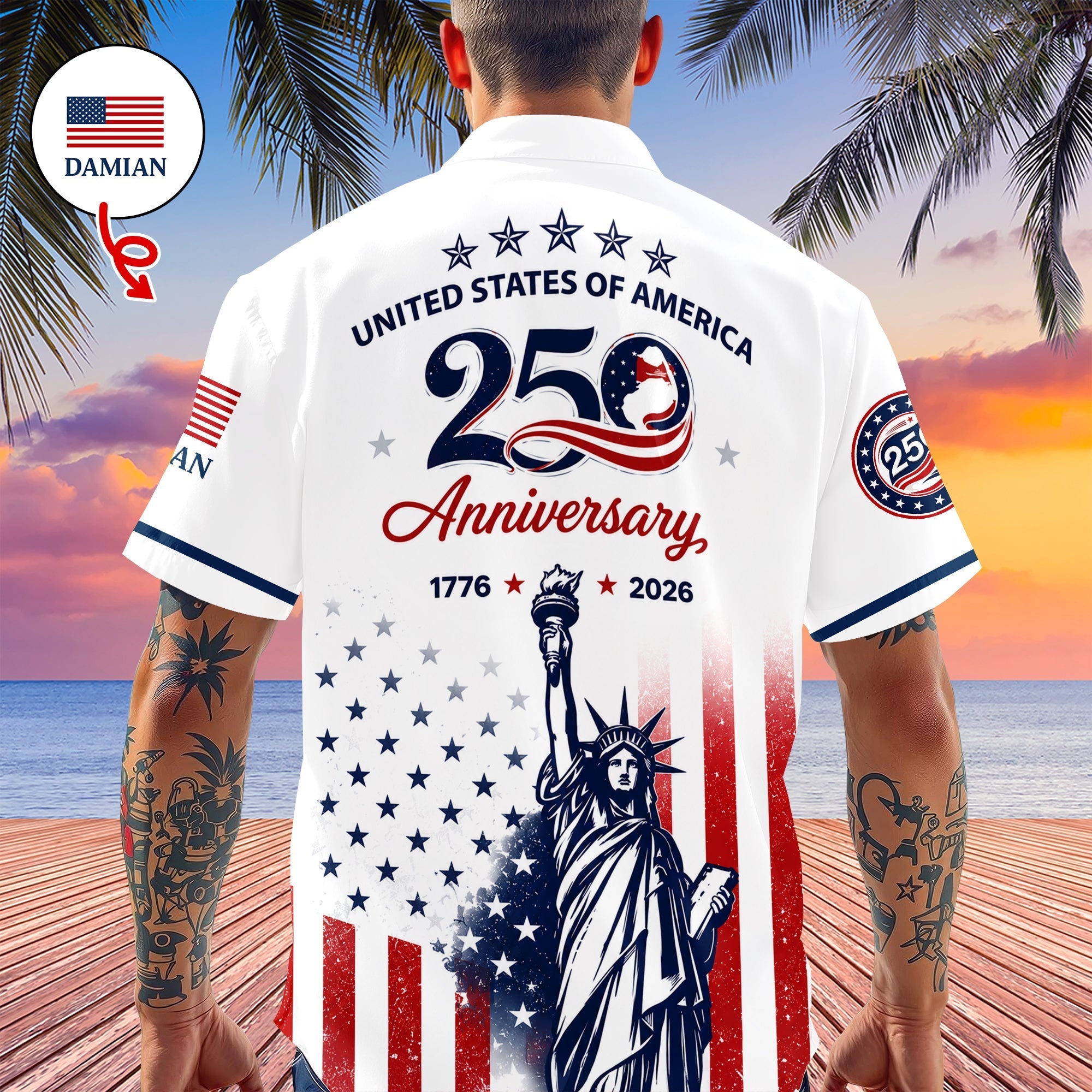 Personalized Eagle Hawaii Shirt Custom Name 250th Anniversary Gift