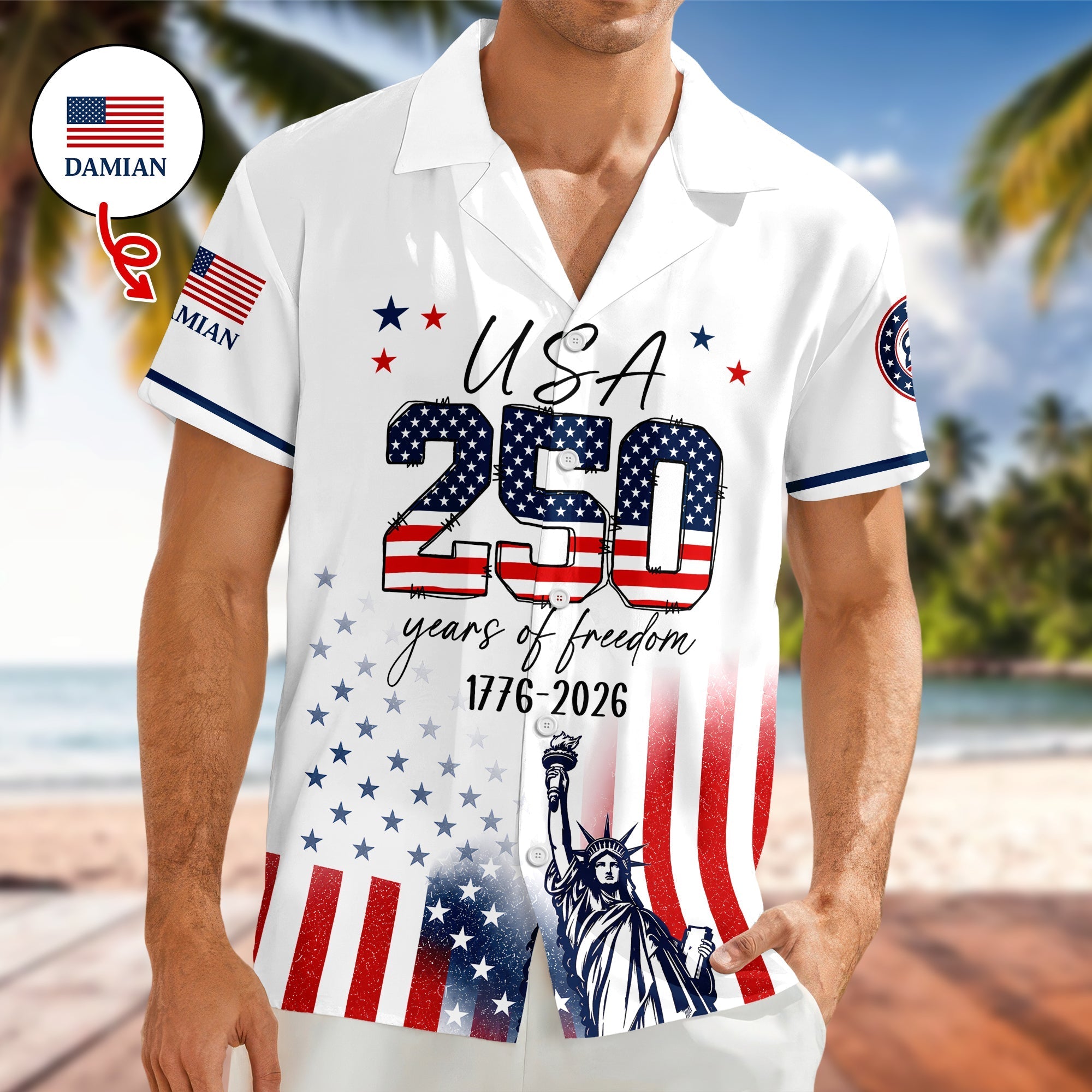 Personalized Eagle Hawaii Shirt Custom Name 250th Anniversary Gift