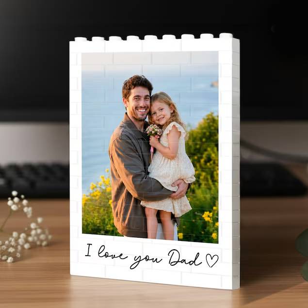Custom Photo Building Blocks Gift for Dad | Father's Day Keepsake