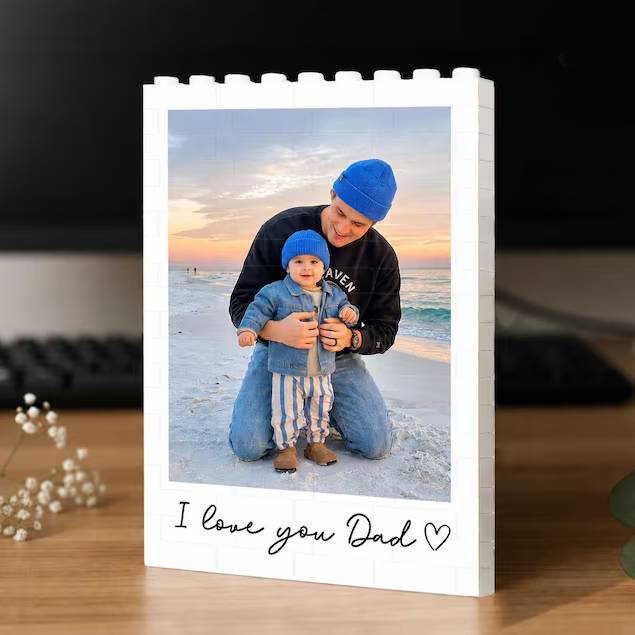 Custom Photo Building Blocks Gift for Dad | Father's Day Keepsake
