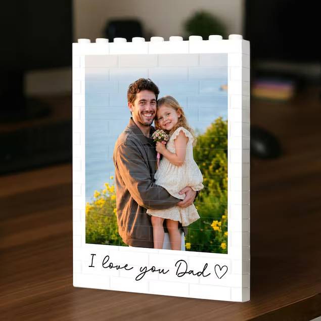 Custom Photo Building Blocks Gift for Dad | Father's Day Keepsake