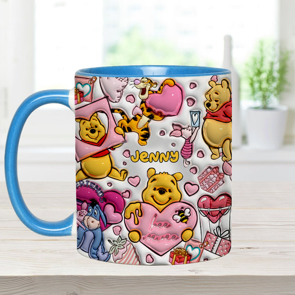 Personalized Accent Mug with Cute Pooh Bear Design for Valentine’s Day or Wedding Gift