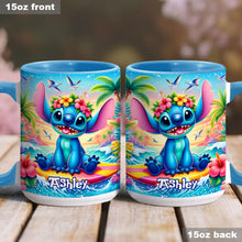 Load image into Gallery viewer, Personalized Ohana Accent Mug Custom Name Tropical Gift
